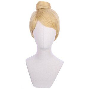 Kids Short Blonde Wig Golden Blonde Wig with Bun for Girls Synthetic with Cap